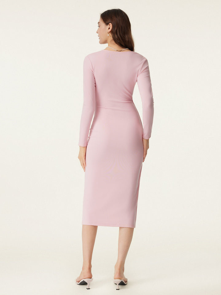 Faux Wrap Light Cotton Midi Dress