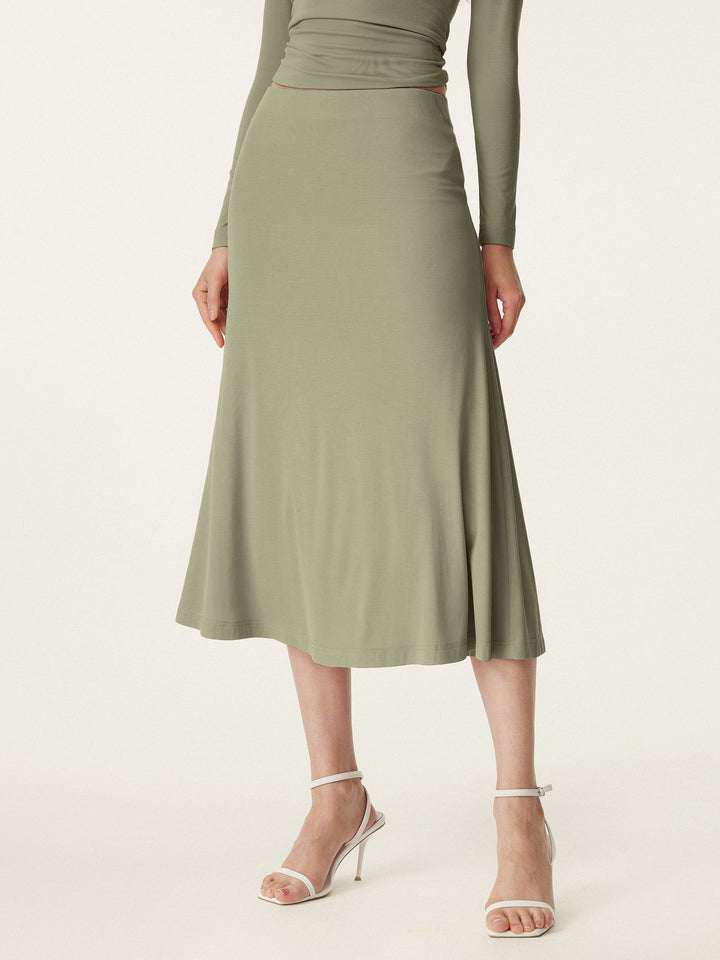 Breezy Pull-on Mermaid Midi Skirt Tate Olive XS