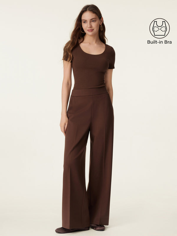 2Pcs Set Scoop Neck Short Sleeve Cotton New Airy Brami