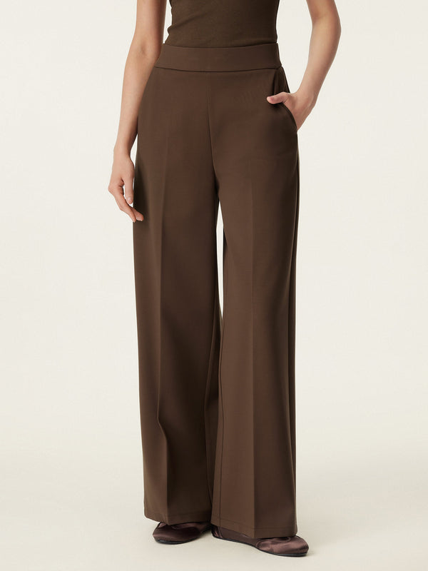 High Rise Wide Leg Trouser with Pockets Pecan XS