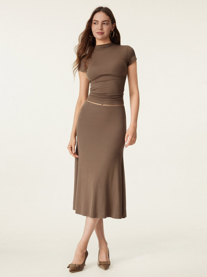 Breezy Pull-on Mermaid Midi Skirt