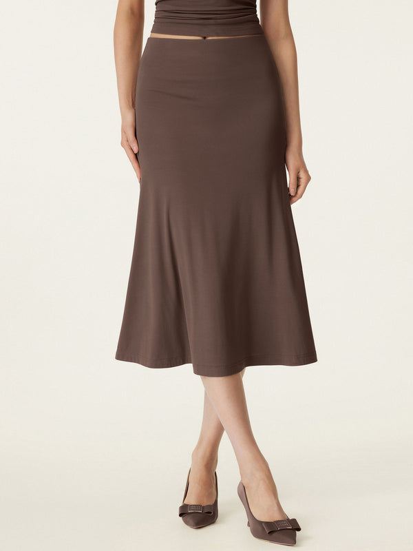OGLmove Breezy Pull-on Mermaid Midi Skirt Iced Mocha XS