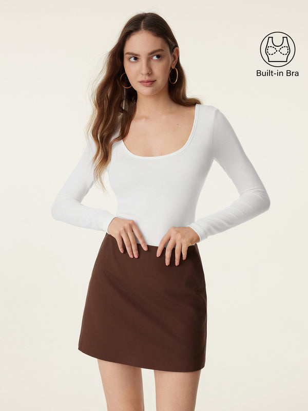 Scoop Neck Long Sleeve New Airy Brami White M