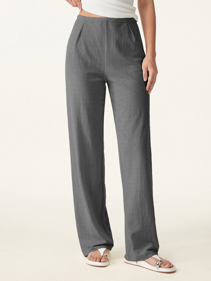 Wrinkle-free Cotton-linen Mid Rise Straight Leg Pant Davy XS