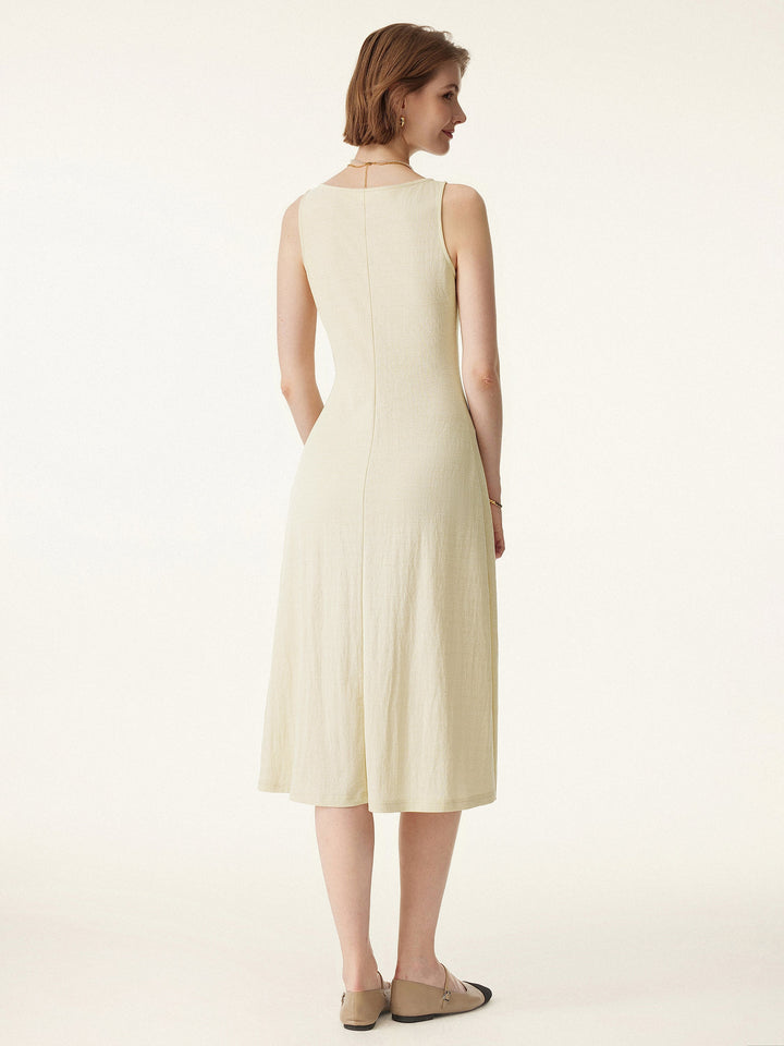 Multi-wear V-neck Button Front Midi Vest Dress