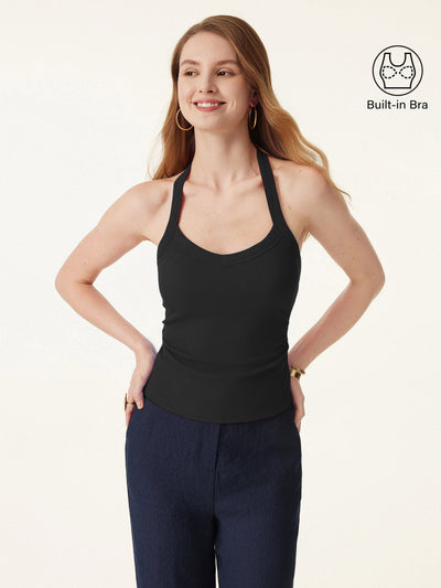Brami-Tanktop mit Neckholder und seitlichen Rüschen
