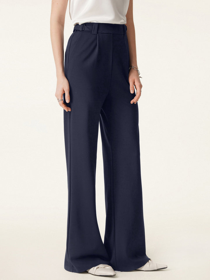 High Rise Pull-on Wide Leg Pant with Adjustable Bar