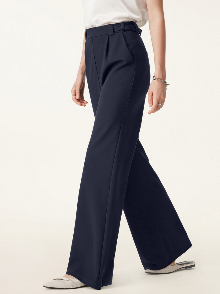 High Rise Pull-on Wide Leg Pant with Adjustable Bar