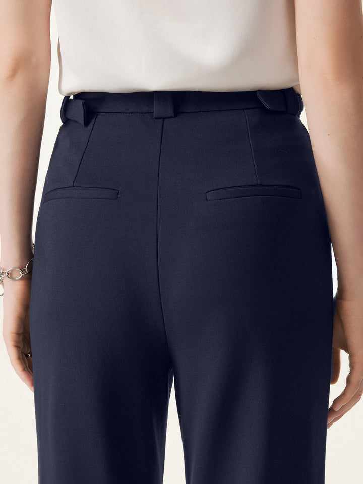 High Rise Pull-on Wide Leg Pant with Adjustable Bar