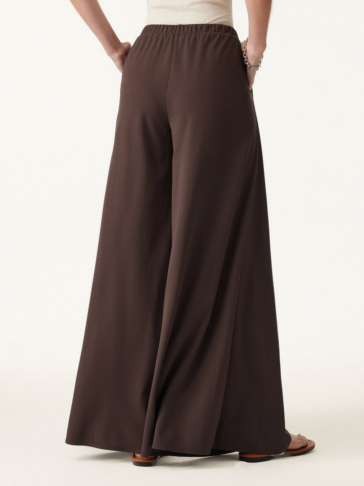 Bamboo Ponte Wrap-tie Palazzo Pants with Pockets