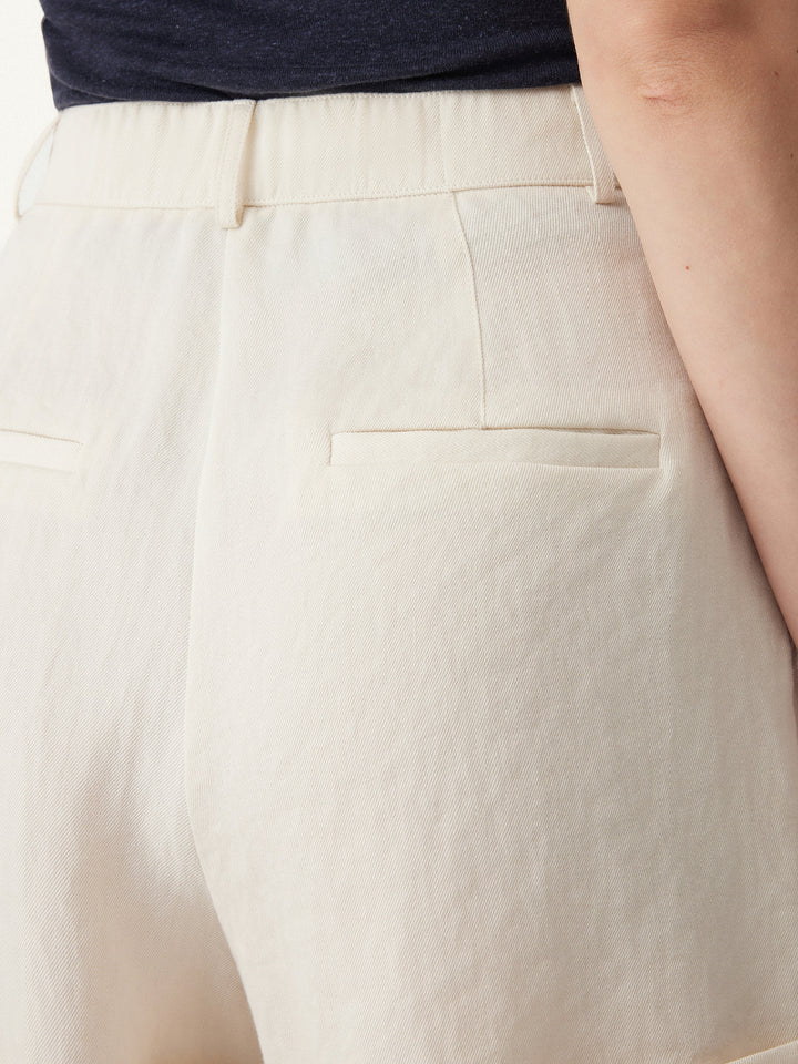 Wrinkle-free High Rise Cuffed Linen Shorts