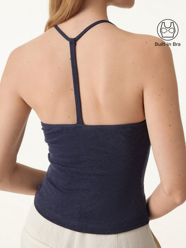 2Pcs Set Soft Linen Luxe V-neck T-back Airy Brami Tank