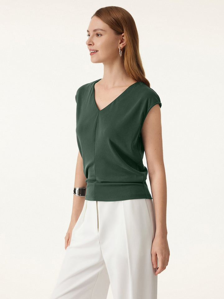 Sandwashed Crewneck Cap Sleeve Top