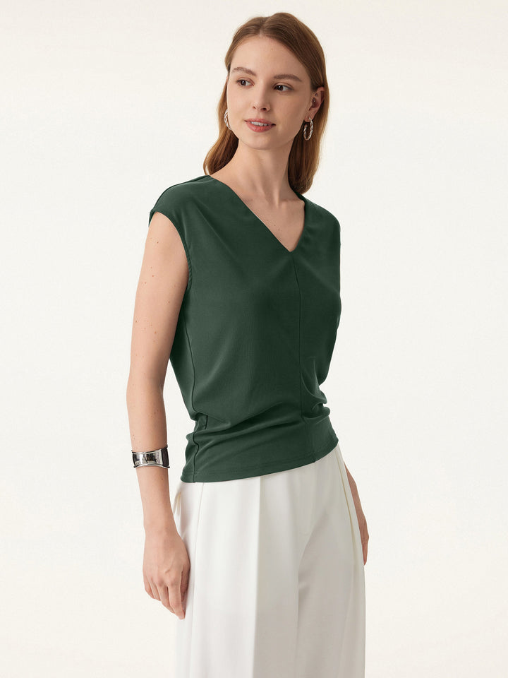 Sandwashed Crewneck Cap Sleeve Top Fresh Jungle XS