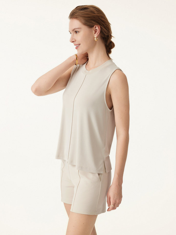 Sandwashed Crewneck Side Slit Relaxed Tank