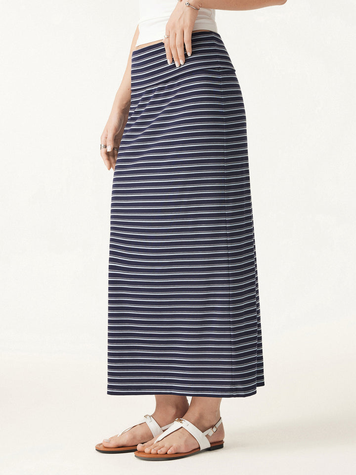 2Pcs Set Striped Spaghetti Brami & Low Rise Striped Midi Skirt