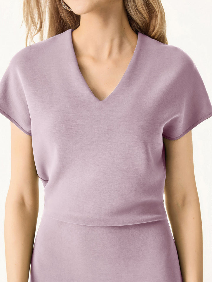 Modal Spacer V-Neck A-line Midi Dress
