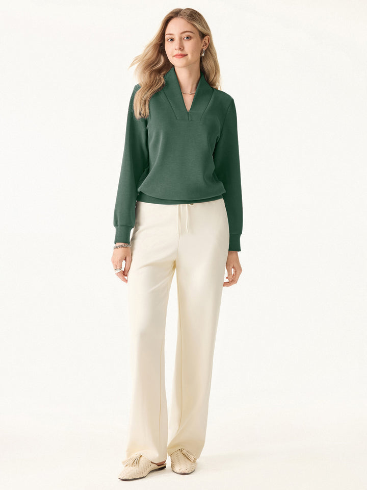 Essential V-Neck Long Sleeve Pullover Top