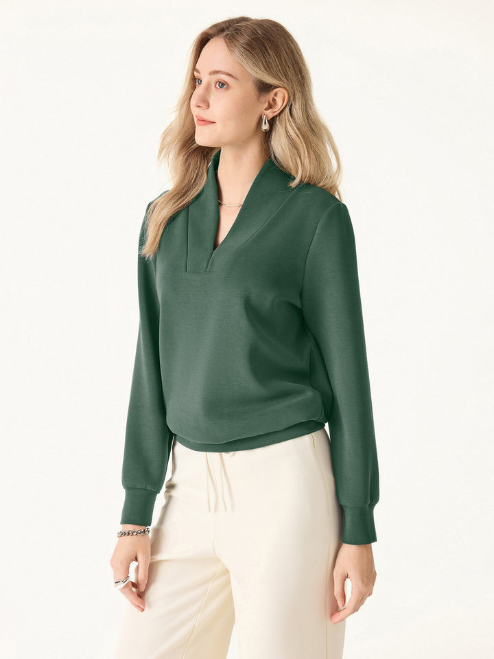 Essential V-Neck Long Sleeve Pullover Top