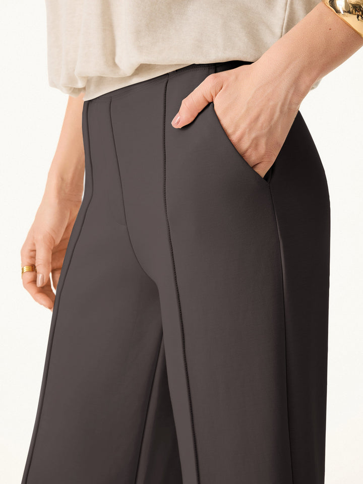 Mid Rise Straight Leg Pants with Pockets
