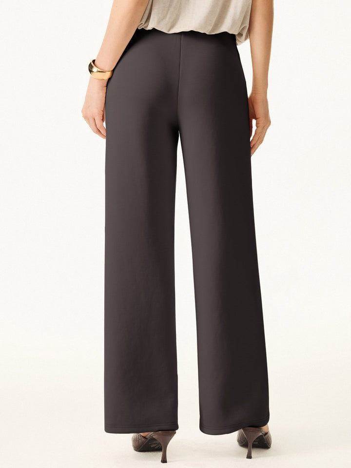 Mid Rise Straight Leg Pants with Pockets