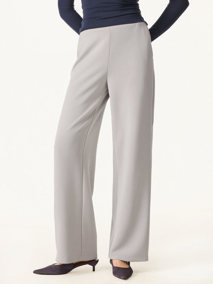 Sandwashed Spacer Mid Rise Versatile Legs Pull-on Pants with Pockets