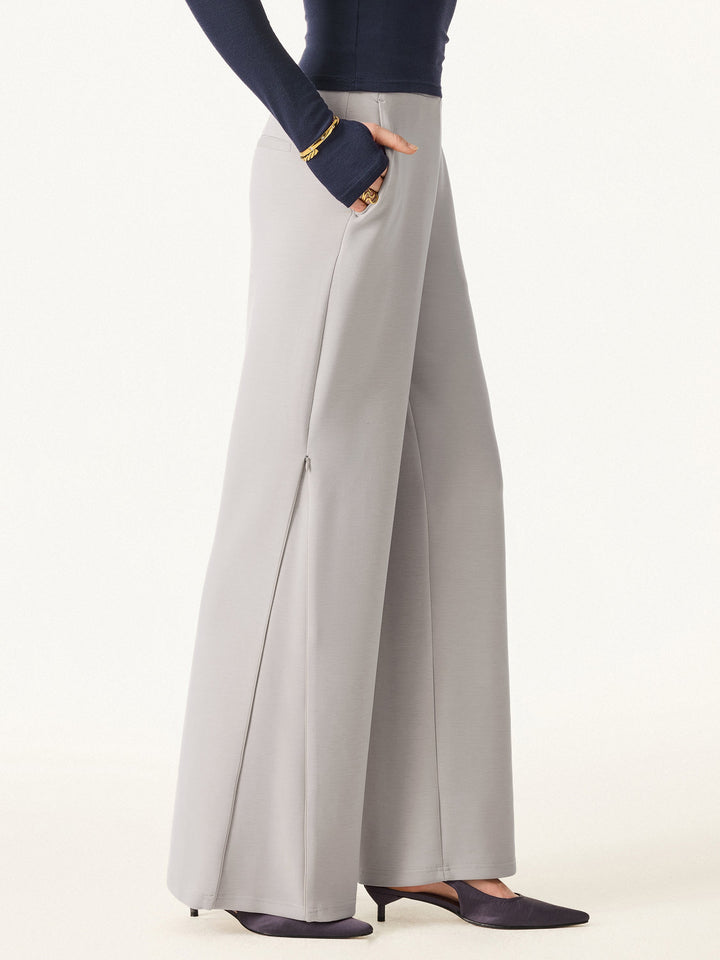 Sandwashed Spacer Mid Rise Versatile Legs Pull-on Pants with Pockets