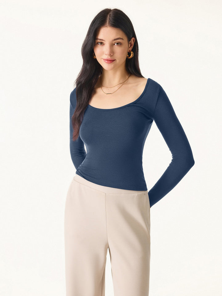 Essential Lyocell Cashmere Multi-Wear Long Sleeve Top with Thumbholes
