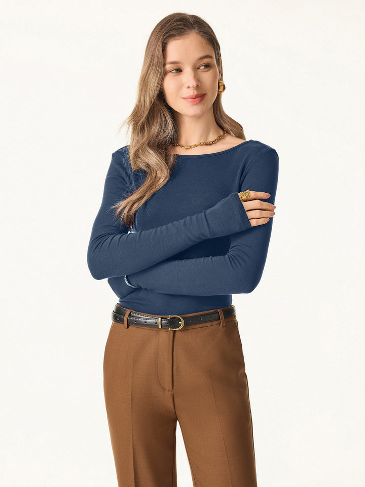 Essential Lyocell Cashmere Multi-Wear Long Sleeve Top with Thumbholes
