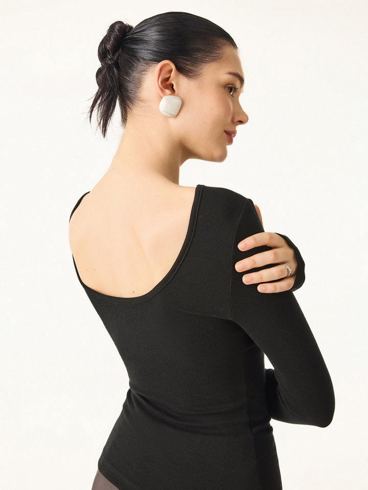 2Pcs Set Lyocell Cashmere Multi-Wear Long Sleeve Top with Thumbholes