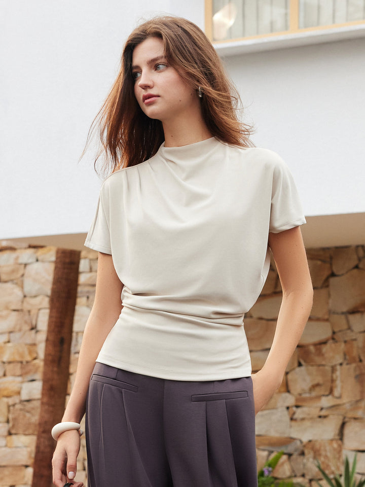 Mockneck Tucked Waist Define Top