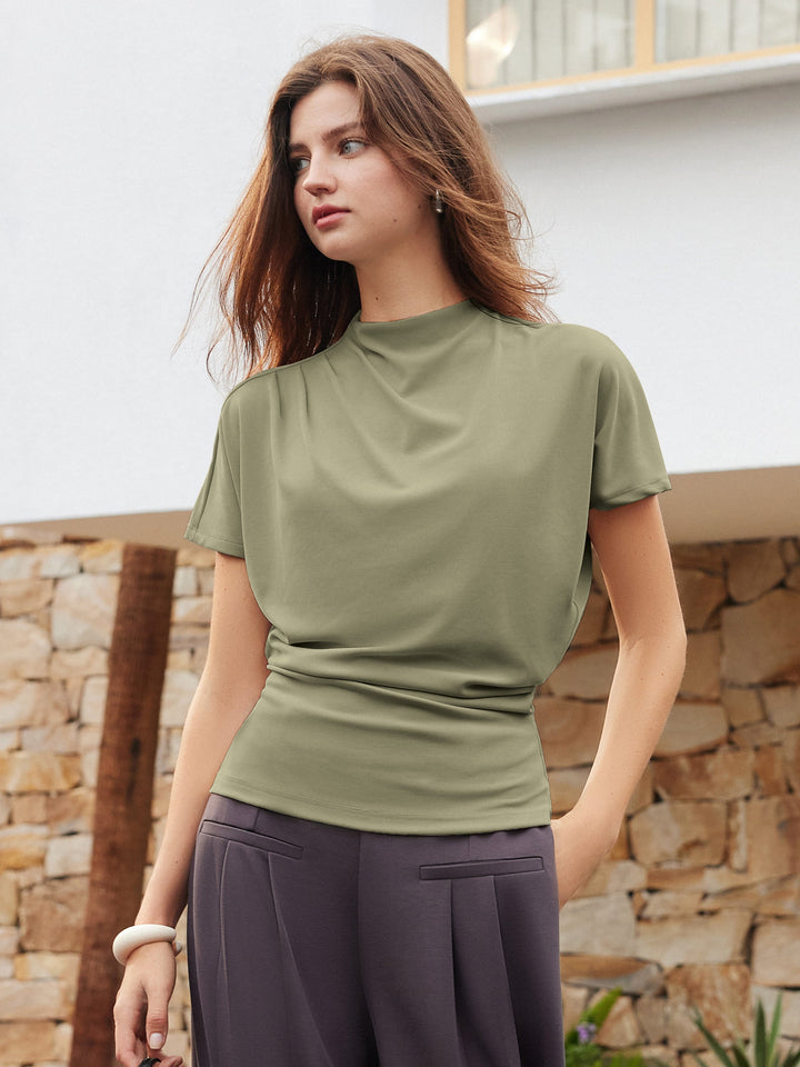 Mockneck Tucked Waist Define Top