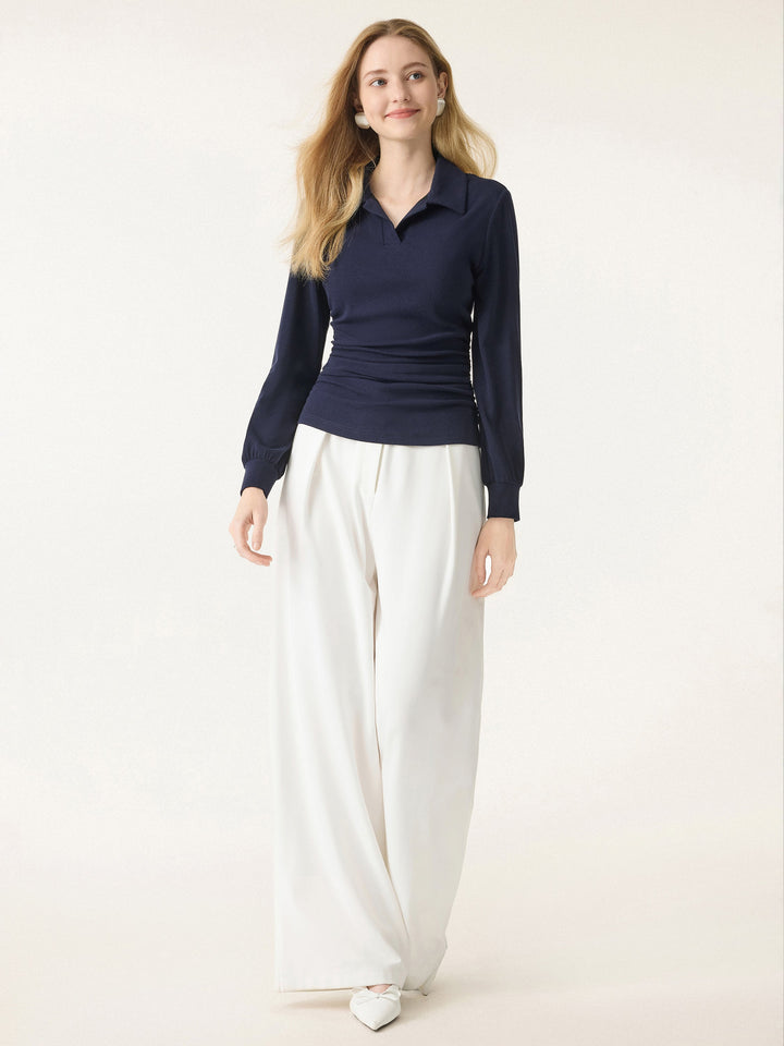 Light Warm Polo Neck Side Ruched Brami Top