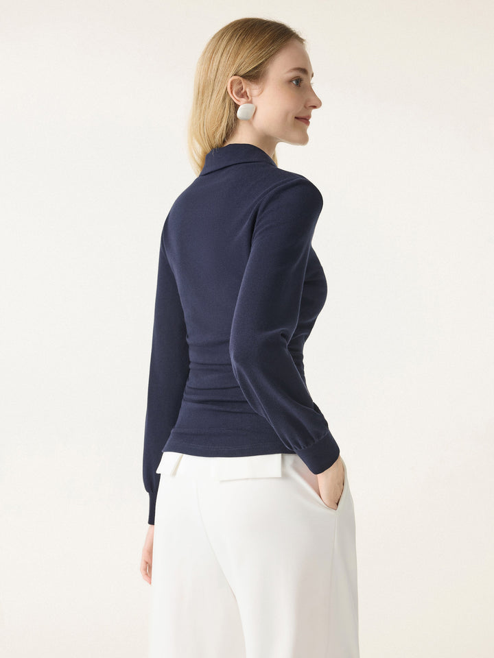 Light Warm Polo Neck Side Ruched Brami Top