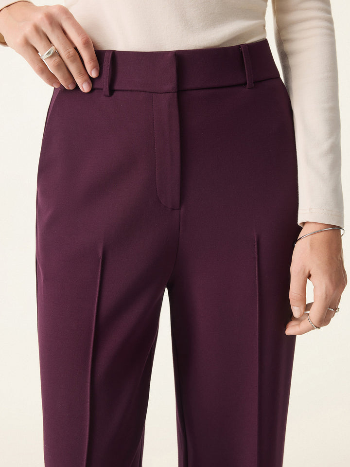 2Pcs Set Shawl Lapel 3/4 Sleeve Blazer with Pockets & High Rise Straight Leg Trousers
