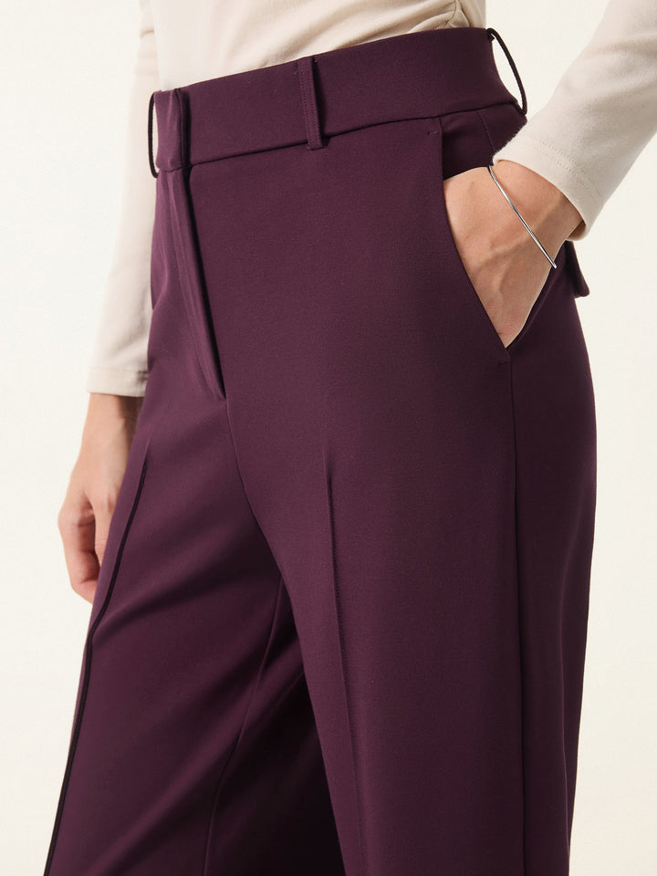 2Pcs Set Shawl Lapel 3/4 Sleeve Blazer with Pockets & High Rise Straight Leg Trousers