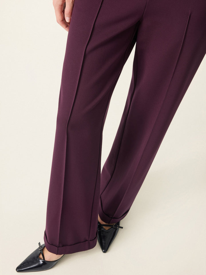 2Pcs Set Shawl Lapel 3/4 Sleeve Blazer with Pockets & High Rise Straight Leg Trousers