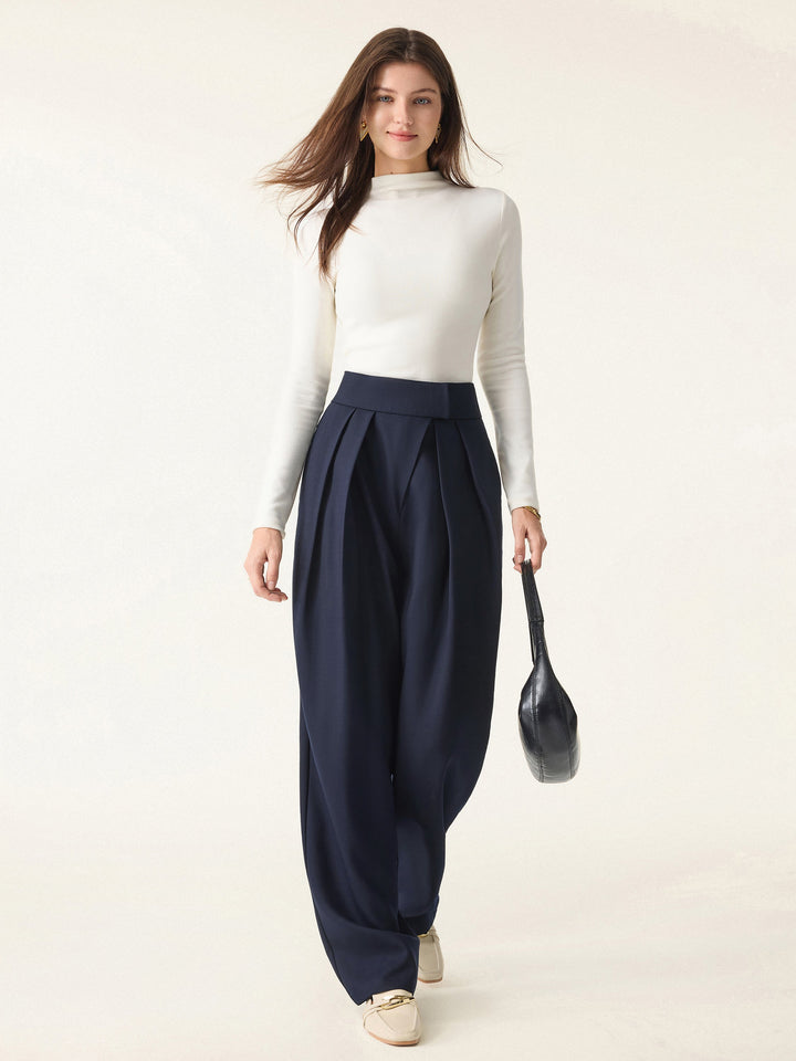 High Rise Pegged Leg Trousers with Pockets