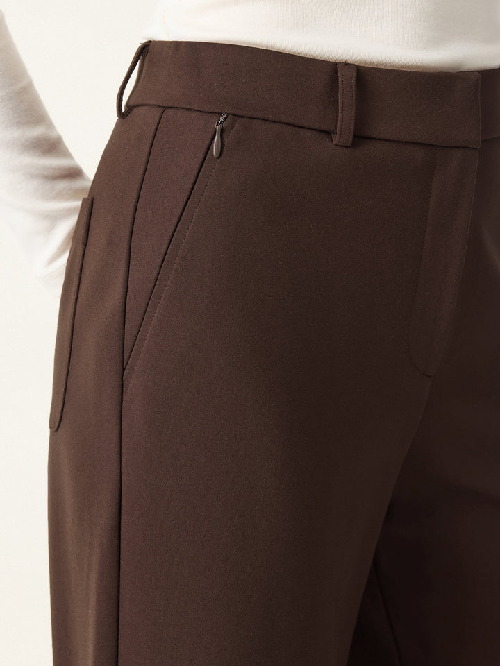 High Rise Wide Leg Trousers with Zippered Pockets