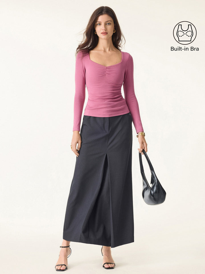 Light Warm Diamond Neck Tucked Brami Top