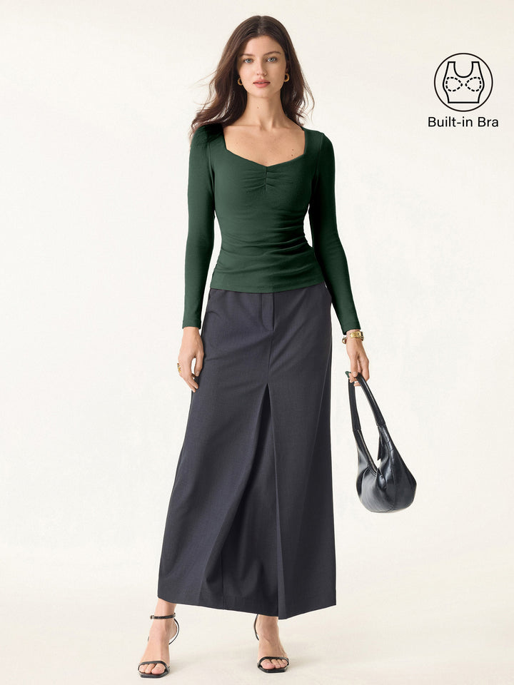 Light Warm Diamond Neck Tucked Brami Top