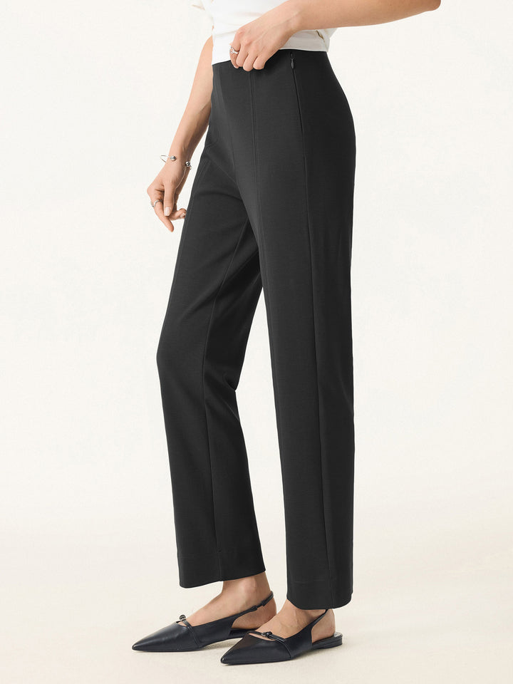 Sandwashed Mid Rise Slim Straight Pull-on Pants with Pockets