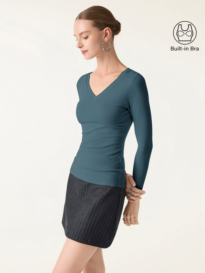 LiteWarm V-Neck Long Sleeve Brami Forest Night XS