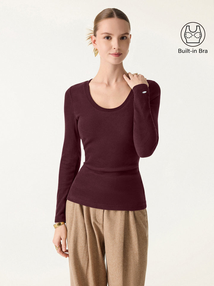 MaxWarm Round Neck Long Sleeve Brami Wine XS