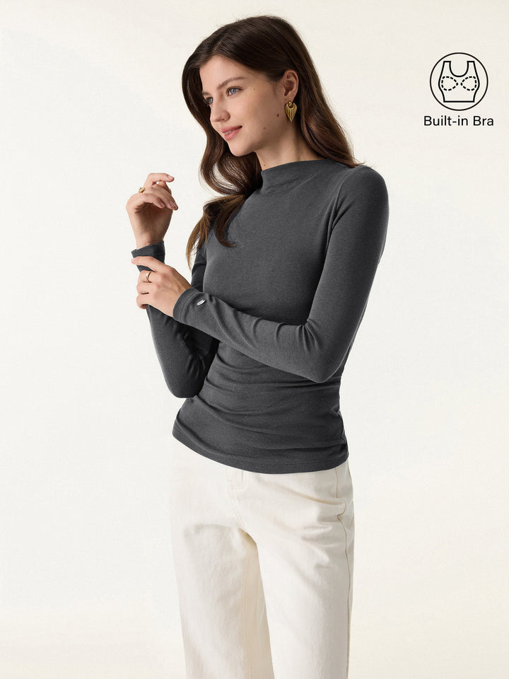 LiteWarm Mockneck Long Sleeve Brami Blue Charcoal XS