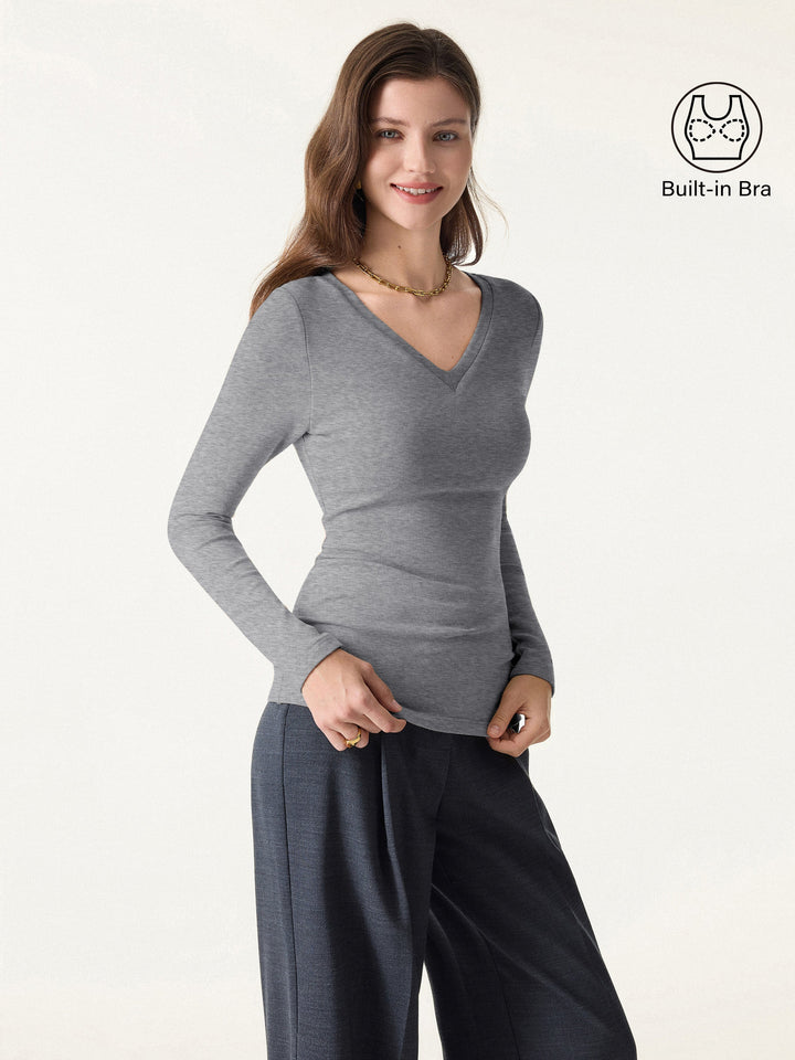 ProWarm V-Neck Long Sleeve Brami Heather Grey XS