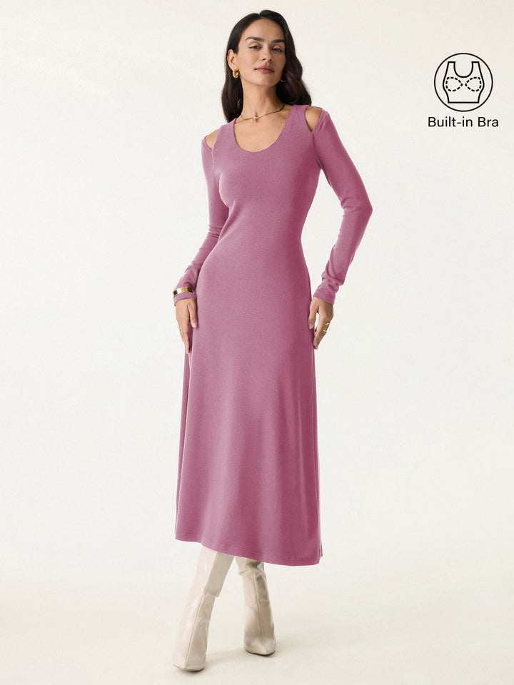 Scoop Neck Cutout Shoulder Midi Brami Dress