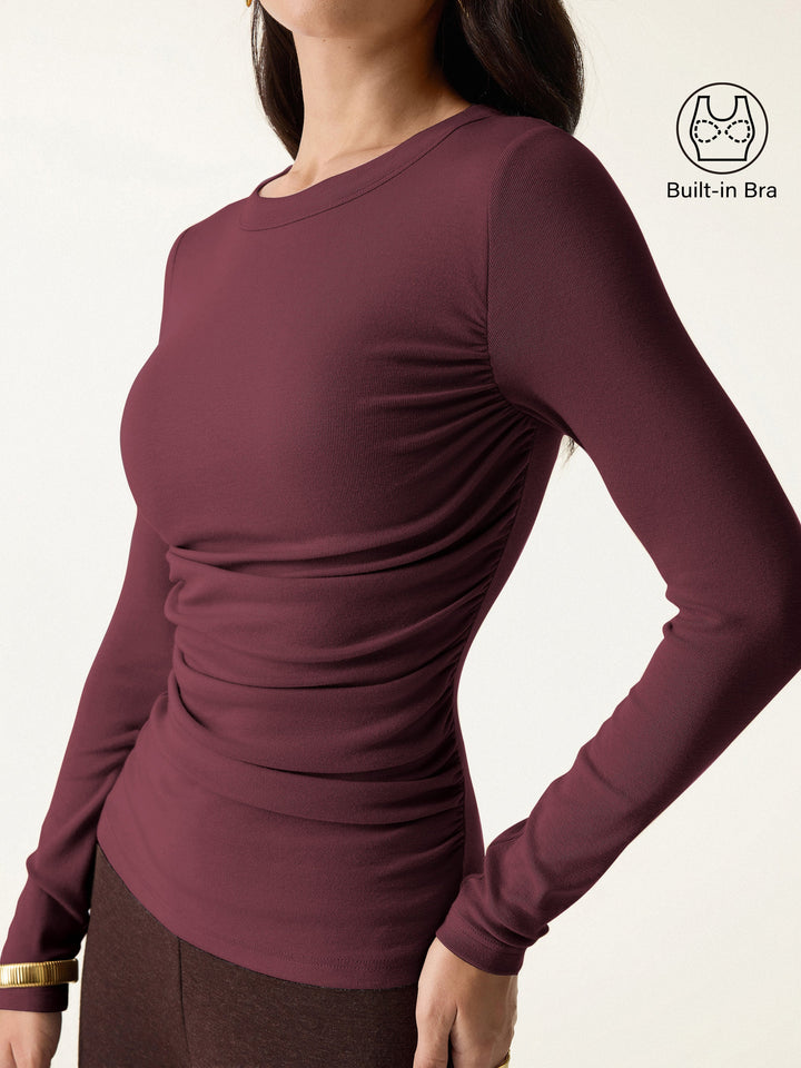 ProWarm Crewneck Ruched Brami Ruby XS