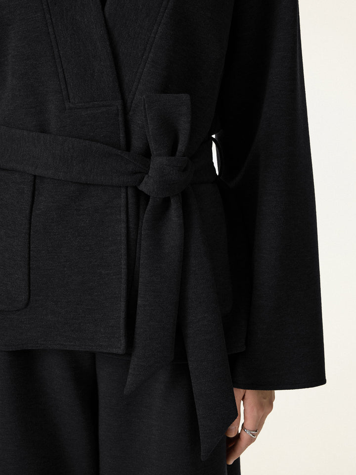 Belted Robe Style Coat with Pockets