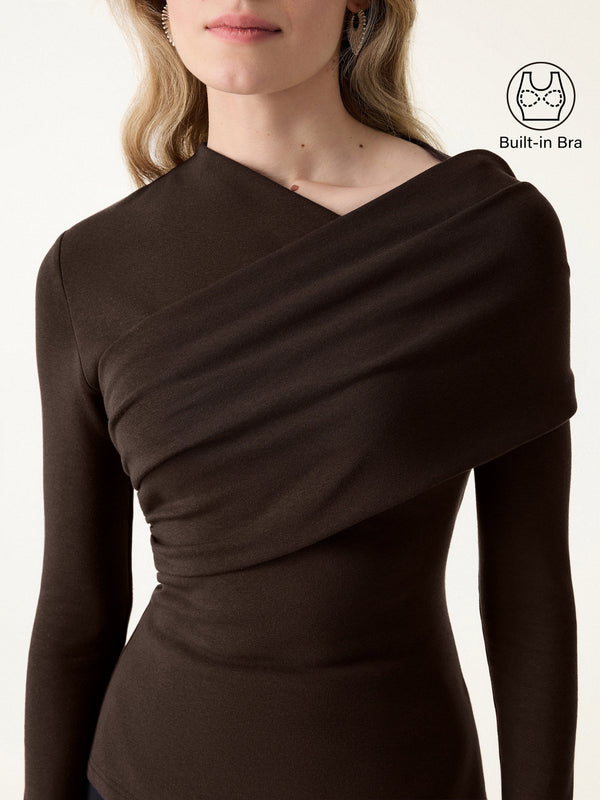 ProWarm Asymmetrical Neck Ruched Brami Espresso XS